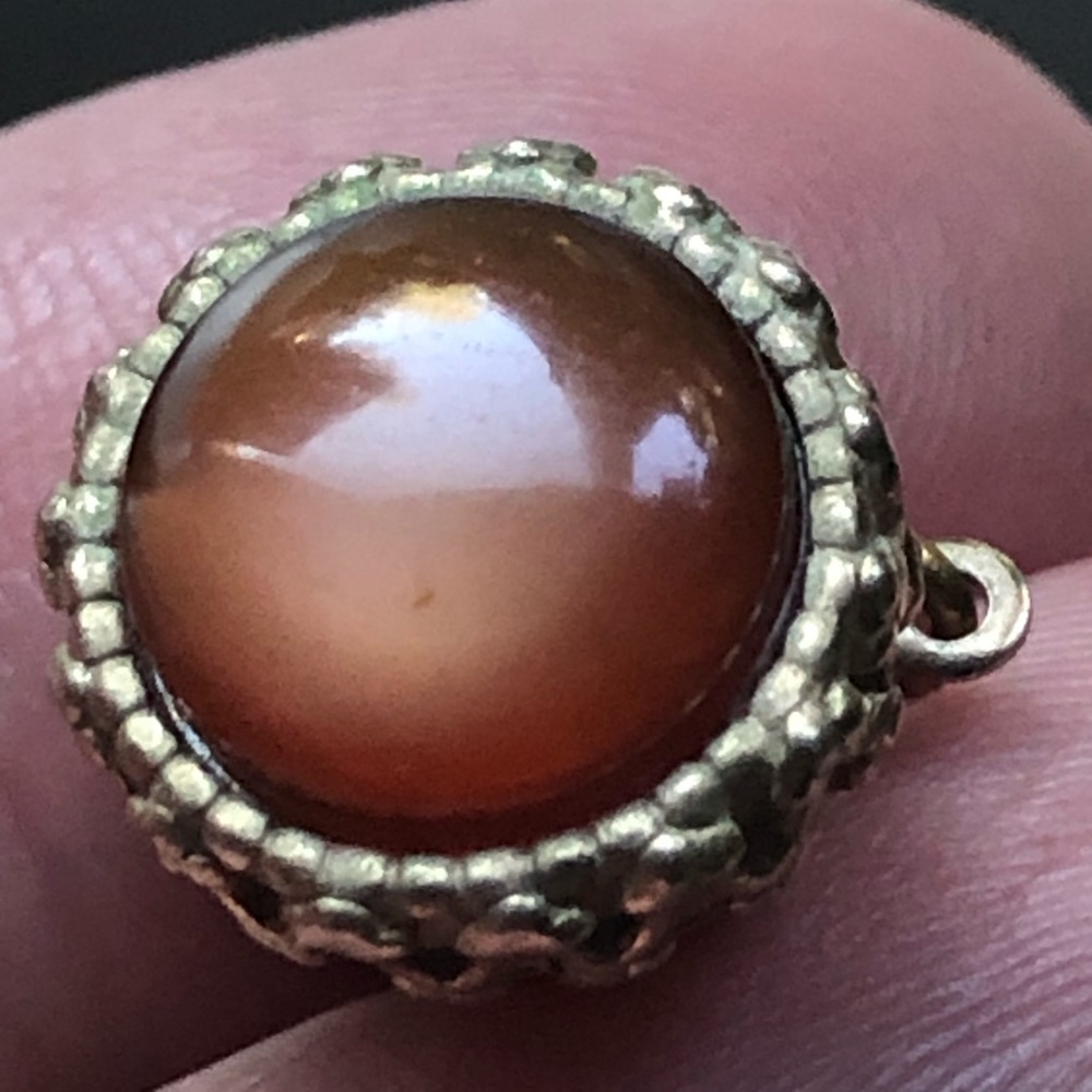 Vintage men’s dark moon glow tie pin with chain